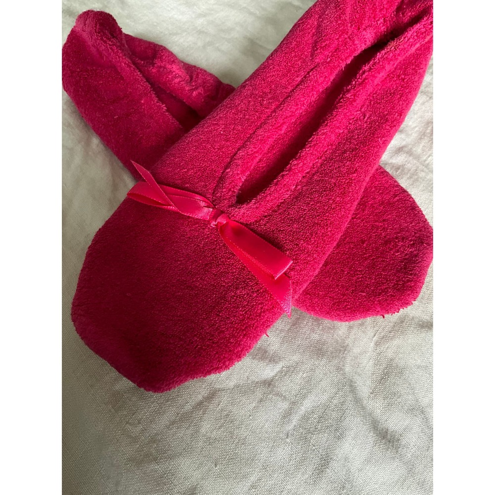NOS Aris ISOTONER Vintage Hot Pink Terry Slippers 8-9